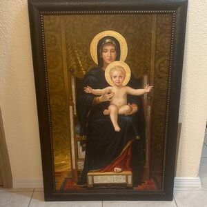 Religious Framed Artwork with Gold and Black Accents